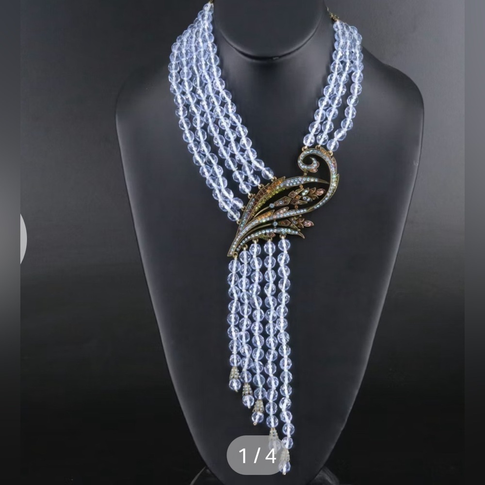 Heidi Daus Blue Crystal Necklace with Gold and Silver Accents